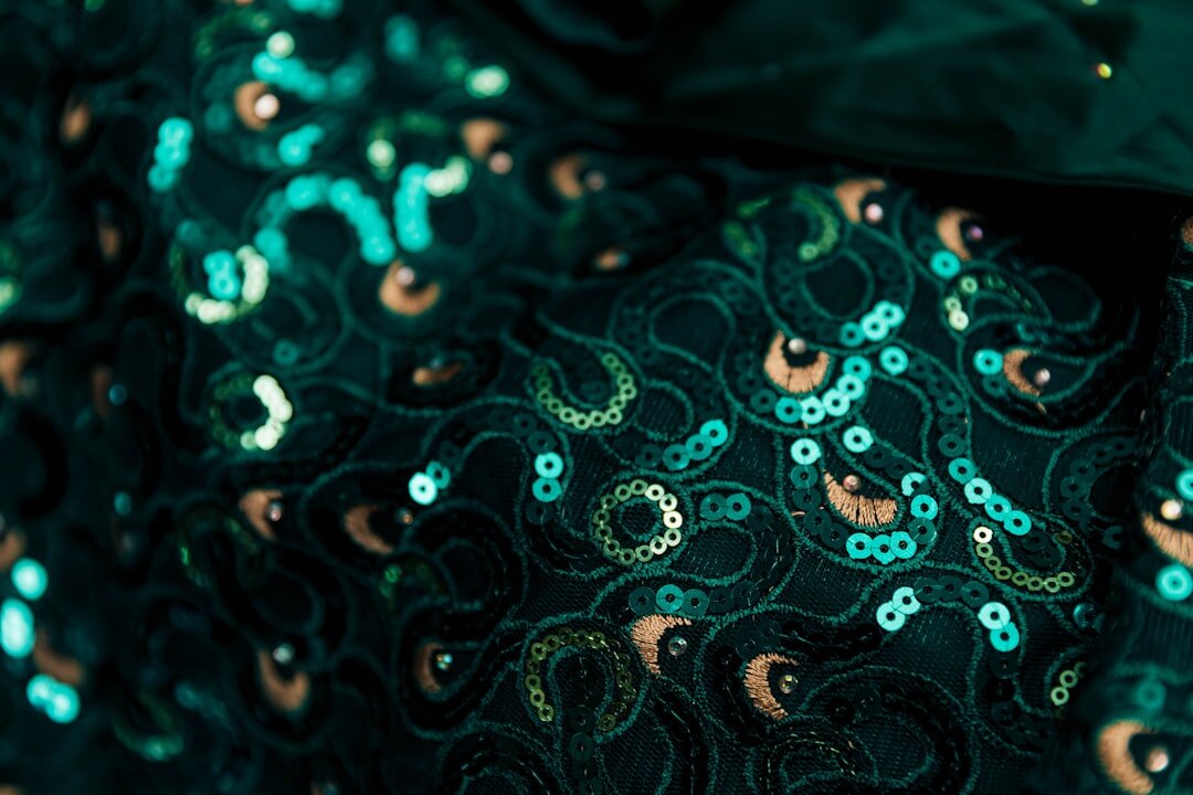 Close up of luxurious folded fabric and haute couture textile